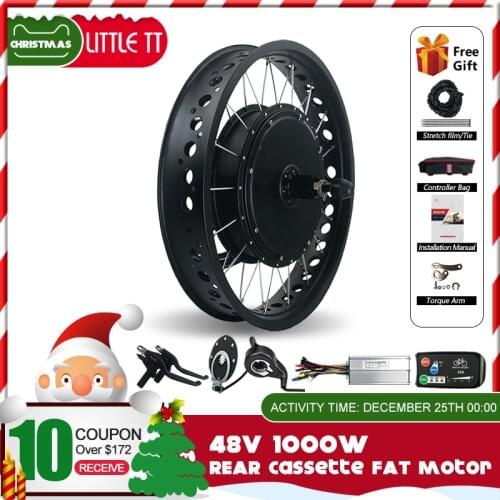 48V 1000W Fat tire bike electric bicycle conversion kit Rear Cassette 20'' 26'' e bike kit for snow bicycle electric bike kit