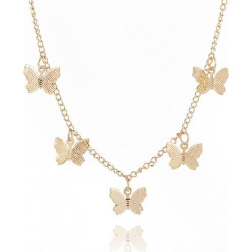 Summer Cute Butterfly Choker Necklace For Women Pendant Necklace Clavicle Chain Fashion Female Chocker Collares Dainty Jewelry