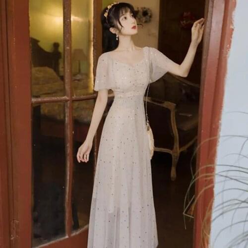 2021New Women Summer Clothing Bling Bling Sequined Long Sleeve Dress Elastic Slim Mesh Gauze Tulle Dress