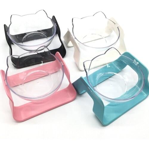 Cat Elevated Bowl 15° Tilted Raised Food Container With Stand Protection Cervical Vertebra Pet Drinking Water Feeder Single Bowl