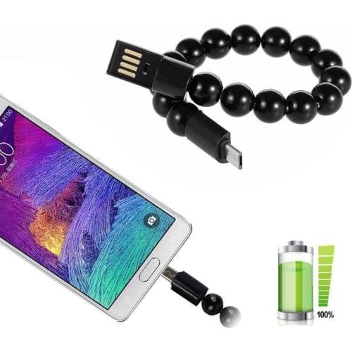Wearable USB Charging Bracelet Beads Charging Cable Portable USB Phone Charger for iPhone Type C Micro USB Android Phones cables