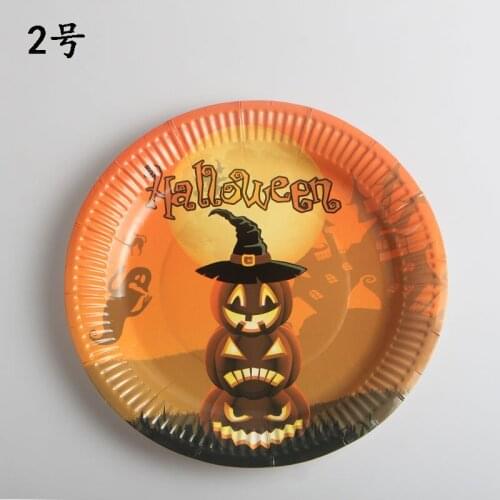 Halloween Party Tableware Smiley Face Pumpkin Witch Hat Disposable Paper Plate Atmosphere Personality Horror Theme Ghost