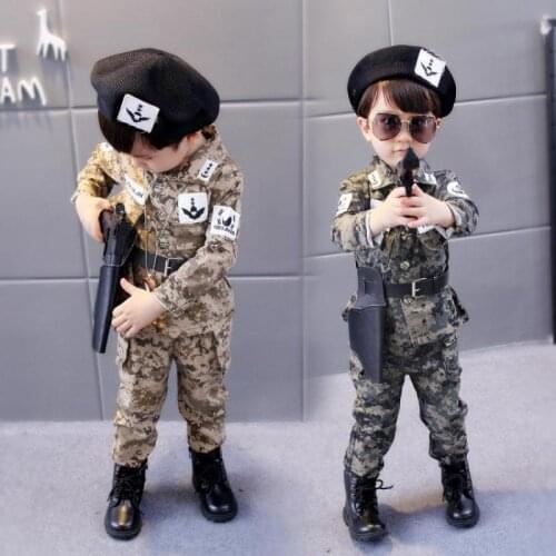 Song Joong Ki Kids Camouflage Army Uniform Kids Clothing Set 3PCs Police Cosplay Jackets Cosplay Party Military Costumes