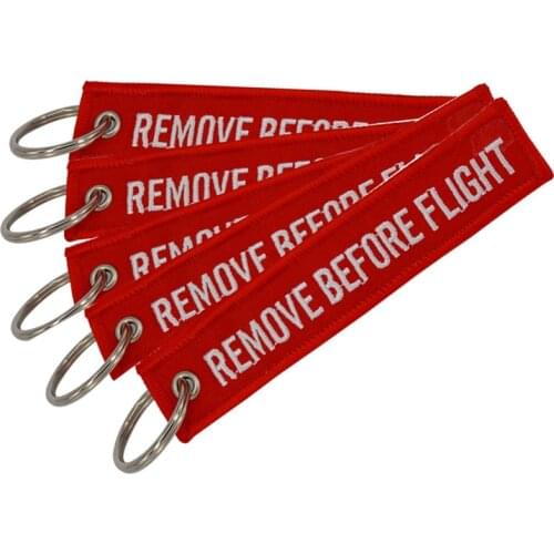 Remove Before Flight Chaveiro Key Chain for Cars Red Key Fobs OEM Keychain Jewelry Aviation Tag Embroidery Key Chains 5 PCS/LOT