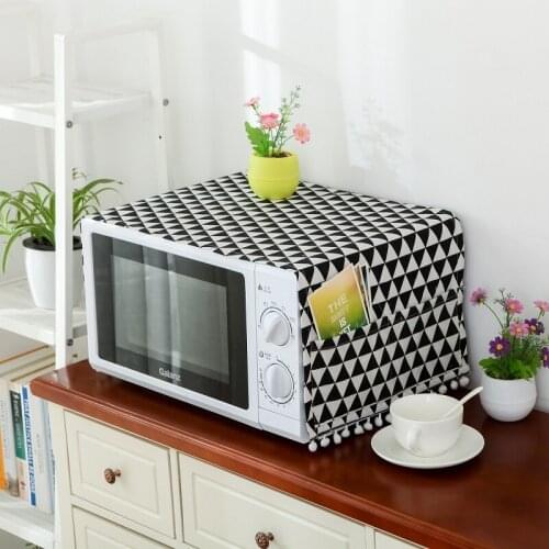 High Quality Nordic Cotton Linen Waterproof Microwave Oven Top Dustproof Cover Home Decor Toaster Oven Cover With Side Storage
