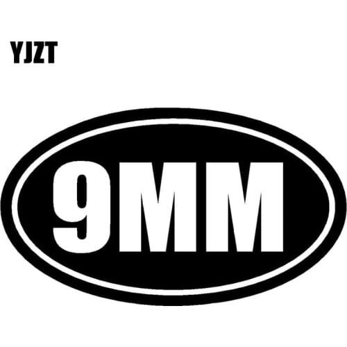 YJZT 15.5x9CM 9MM Vinyl Decals Car Sticker Window Wall Bumper Gun Ammo S8-0081