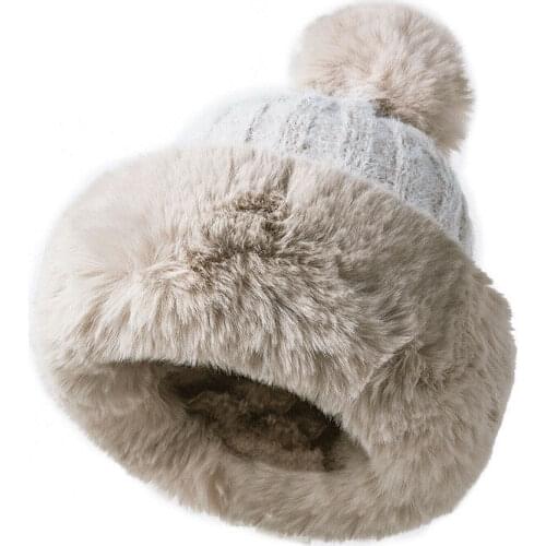 Womens Faux Fur Knitted Hats Bobble Beanie Pom Pom Ball Ladies Winter Warm Hat