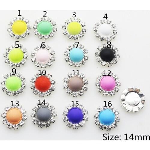 ZMASEY 14mm Rhinestone Buttons 10Pcs/Lot UV Rubber Buttons Craft Scrapbooking Flatback Buttons Sewing Accessories