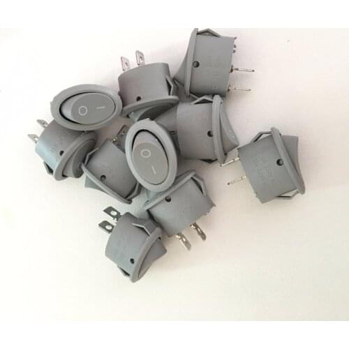 10 Pcs 25x17mm 6A 250VAC 10A 125VAC 2 Pins Terminal SPST On-Off Oval Rocker Switch Gray