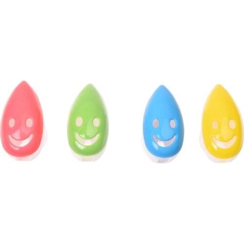 4 PCS Smile Face Antibacterial Toothbrush Cover Holder with Suction Cup Bath