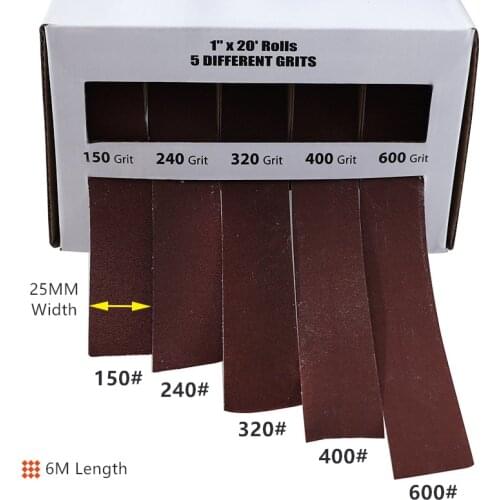 5pcs 150-600 Grit Sandpaper Sanding Belt Roll Drawable Emery Cloth Sandpaper Grinding Belts Soft Sandpaper Roll Wood Turners 6M