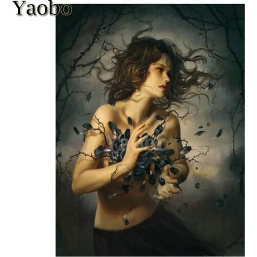 5D DIY Full square Diamond Painting Fantasy woman petals Embroidery Diamond Pictures Of Rhinestones Cross Stitch Mosaic Crafts