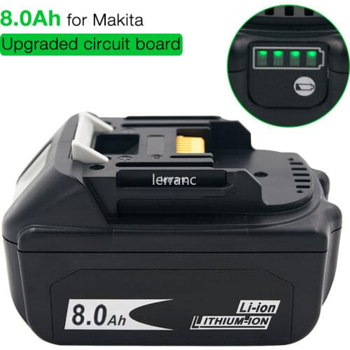Latest BL1880B BL1860B 18V 8.0Ah 6.0Ah Li Ion Rechargeable Battery for Makita 18V BL1830 BL1840 BL1850 BL1815 Cordless Drill
