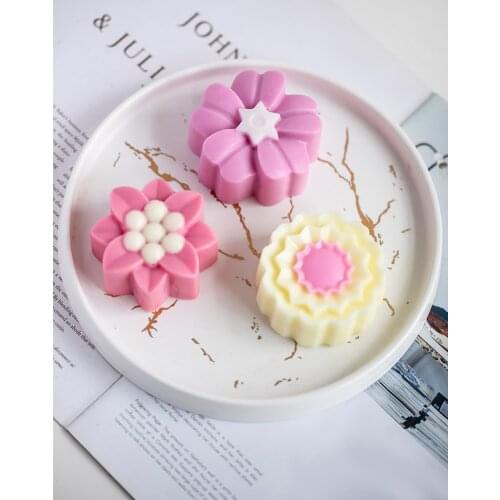 Baking Accessories Mooncake Mold 6-hole 3d Flowers Silicone Mold DIY Handmade Soap Mold Fondant Cake Chocolate Mold