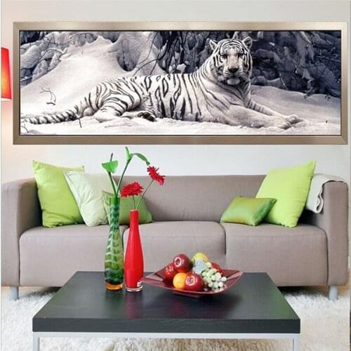 White tiger DIY diamond painting 5d cross stitch full round square animal diamond embroidery diamond mosaic office decor FS125