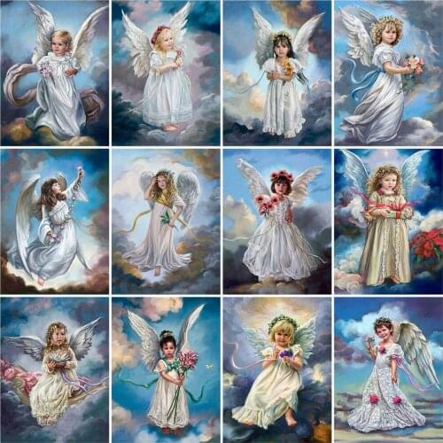 Huacan Diamond Embroidery Angel Girl 5D Diamond Painting Portrait Mosaic Cross Stitch Set Rhinestone Pictures Home Decor