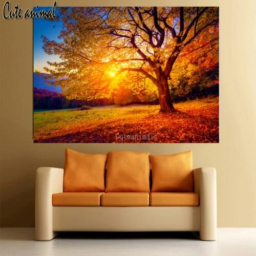 Full Square Round Drill Autumn sunset beautiful natural scenery 5D DIY Diamond Painting Embroidery Cross Stitch kiy Home Decor