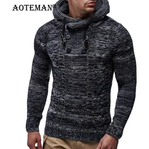 AOTEMAN Mens Knitted Hoodies