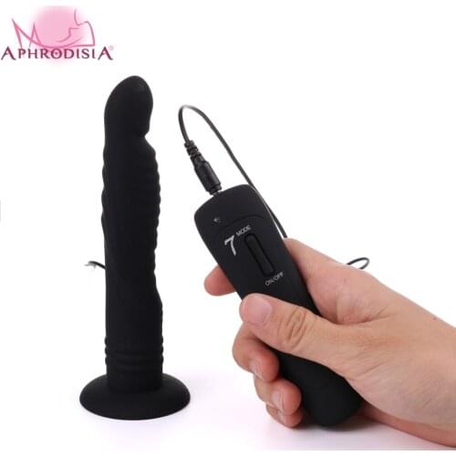 APHRODISIA 7 Speed Waterproof Strap on Dildo Vibrator for Women Remote Control Anal Butt Plug Sex Toys for Unisex Couple Harness