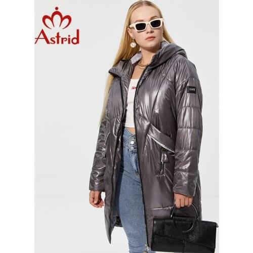 Astrid 2021 womens Autumn winter jacket Mid-length Coat Hooded plus size Fashion Womens Jacket Thin Cotton Warm Parka AM-9790