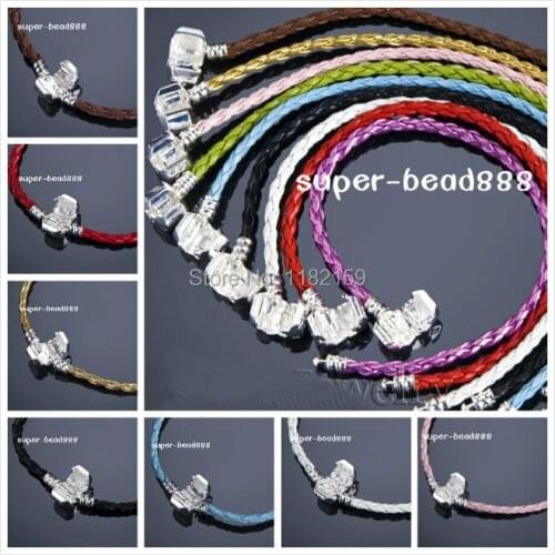 Free 20PCS 3mm Mixd Braid leather Bracelets Fit Charm European Beads HOTFree