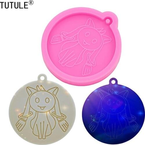 Shiny Cartoon animal earring keychain mold Epoxy Resin Polymer Clay Jewelry Mold DIY Hand Made Flexible Silicone chocolate Mold