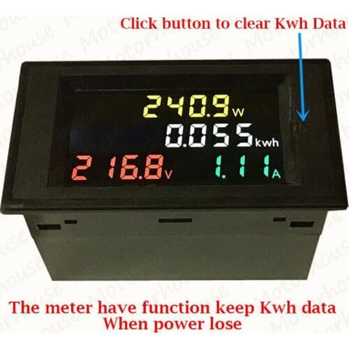 Digital AC 110V 220V 230V 240V Colour LCD LED Voltmeter Panel Volt Amp Watt Combo Meter 50Hz/ 60Hz Singal Phase AC Meter