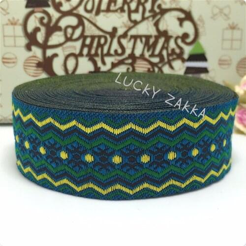 9yards/lot 1-1/4'' 33mm 100%Polyester Woven Jacquard Ribbon blue curtain decorative lace MZ15073008