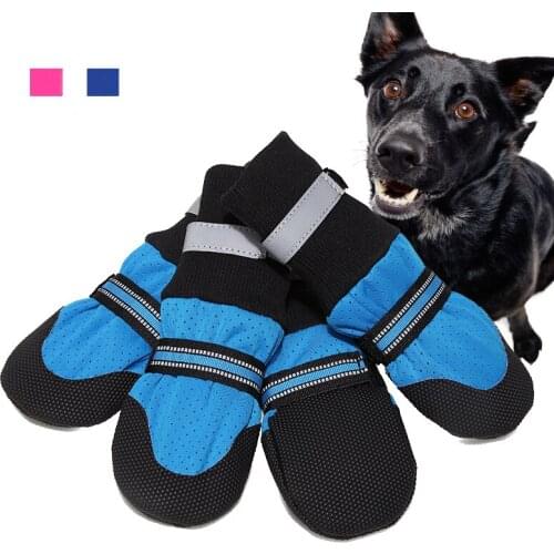 4pcs breathable Pet Dog Shoes rubber Anti-slip Dog Boots Paw Protector Warm Reflective For Medium Large Dogs casual shoes Husky