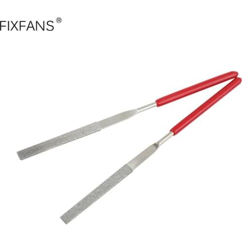 FIXFANS 2Pcs 3mm x 140mm Flat Diamond Needle File 120 Grit for Metal Glass Stone Jewelry Making Craft Hand Tools Set