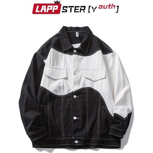 LAPPSTER-Youth Men Patchwork Vintage Causal Jackets 2021 Mens Streetwear Harajuku Y2k Jackets Male Japanese Korean Kawaii Jacket