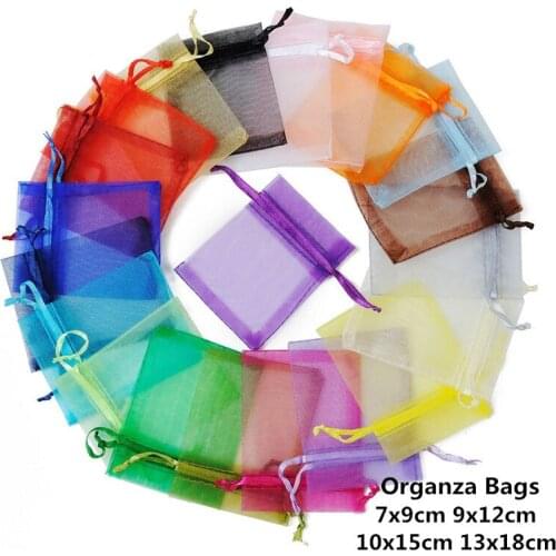 10pcs 7x9 9x12 10x15 13x18cm Organza Bags Jewelry Packaging Bag Wedding Decorations Gift Bag Pouches Birthday Party Kid Supplies