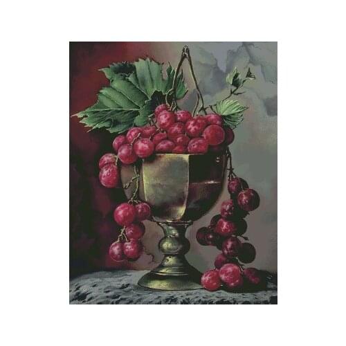 Grape still life Cross Stitch Kits Oil Painting Needlework 14CT Unprinted Embroidery Top Quality Counted DIY Handmade Decoration