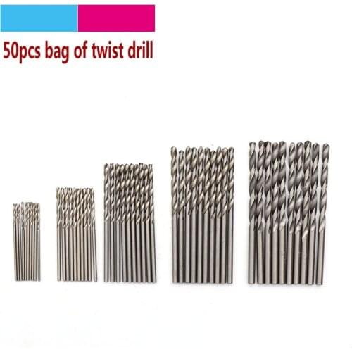 50pcs Twist Drill Bit Set Saw Set High Speed Steel Drill Woodworking Wood Power Tools 1/1.5/2/2.5/3mm For Metal Drilling Hole