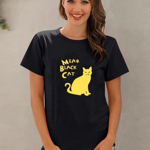 2021 New Arrival SMELLY CAT Printed Womens T-shirts Fashion Short Sleeve O Neck Tee Pattern Harajuku Streetwear Casual Tops