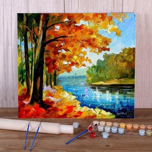 Fall River DIY Paint By Numbers Kit Acrylic Paints 40*50 Picture By Numbers Photo Decorative Paintings For Kids Handiwork