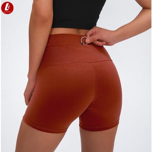 Slim Fit High Waist Yoga Sport Shorts Women Plain Soft Nylon Fitness Running Shorts Tummy Control Workout Gym Shorts 4"