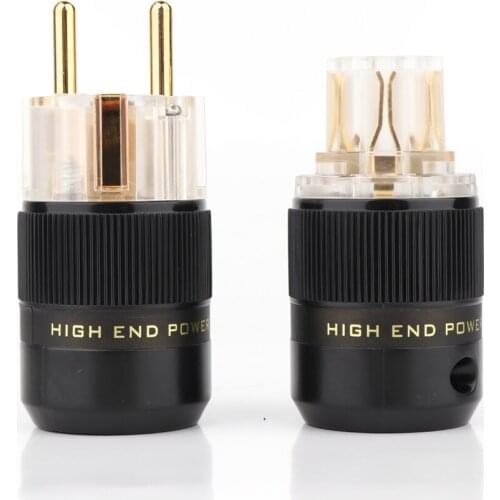 P078TE+C078TE 24K Gold Plated EU European Schuko Power Connector IEC Plug 10 Pairs