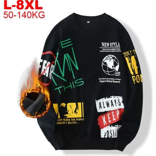 Oversized Hoodies Men Warm Fleece Harajuku Sweatshirts Male Winter Hip Hop Streetwear Mens Loose Pullover Plus Size 6xl 7xl 8xl