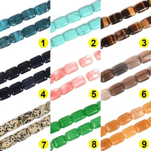 Rectangle 13x18mm Natural Stone Beads For Jewelry Making Diy Bracelet Necklace Crystal Picasso lapis lazuli Agat Tiger Eye Opal