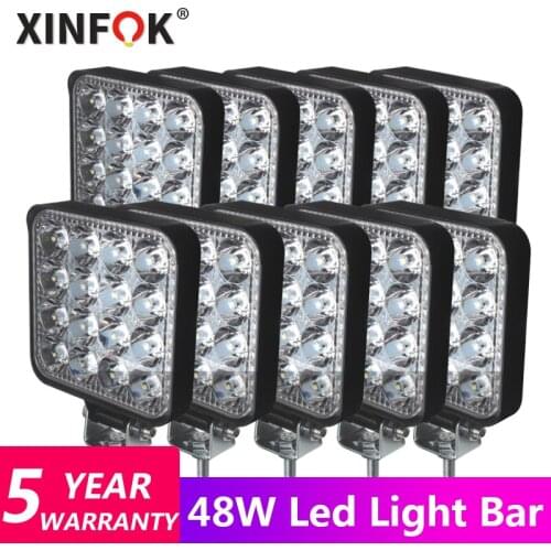 48W Work Light 30 Degree LED Car Spot light Beam Square Off-road Lamp Fog Lighting Exterior For Jeep Boat SUV Truck