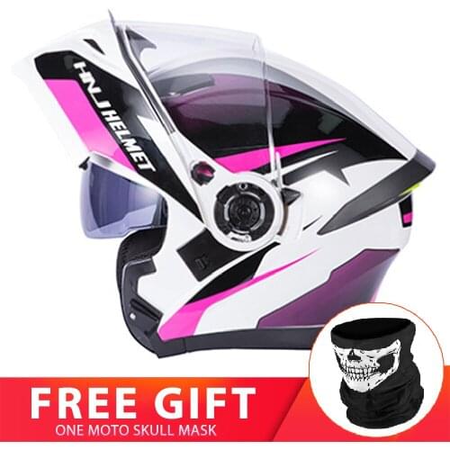 Pink Motorcycle Helmet Women Moto Modular Flip Up Dual Lens Helmet Motorbike Motocross Racing Helmet Moto Biker Casque Capacete