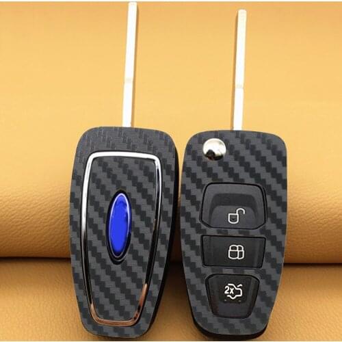 Self Adhesive Carbon Fiber Key Case Modification Sticker For Ford Focus Car Styling 1 Set Car Key Accessories