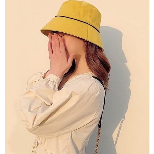 Fashion Women Outdoor Bucket Hat, Adults Adjustable Solid Color Fisherman Cap with Drawstring, Available In Multiple Colors