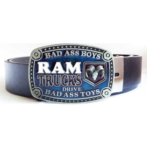 T-Disom Hot Sale Mens' Bad Ass Boys Ram Trucks Belt Buckle New Western Belts with Buckles In Black Color Drop shipping