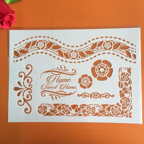 A4 29 * 21cm Flowers Floral Stencils Wall Painting Scrapbook Coloring Embossing Album Decorative Paper Card Template