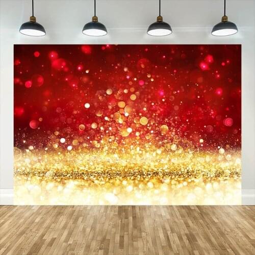 Red Golden Glitters Photography Backgrounds for Photo Studio Vinyl Backdrops for Kids Baby Family Christmas Photobooth Photocall