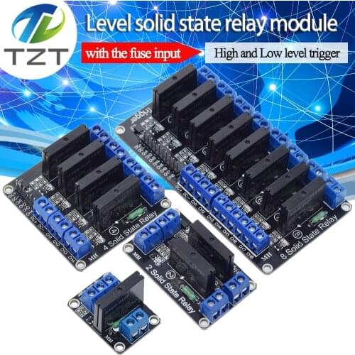 TZT Low / High Level 5V 1 2 4 8 Channel Solid State Relay Module SSR G3MB-202P 240V 2A Output with Resistive Fuse For Arduino