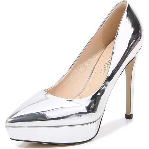 Odinokov 12cm Chunky Designer Platform Heels Shoes Women Patent Leather Pointed Toe Goth High Heels Women Pumps 2021 Autumn