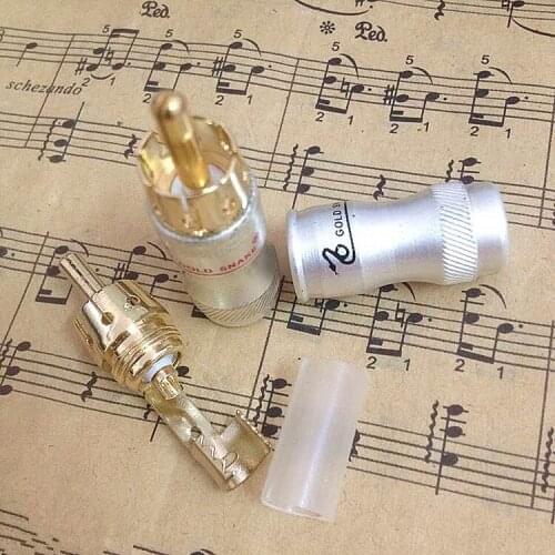 12Pcs/lot Snake Good Quality welding Gold Plated small RCA Connector RCA Male plug adapter for Audio Vidiod Wire Connector plug